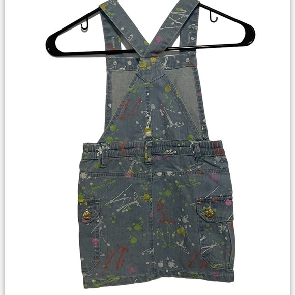 ChilliPop Denim Skirt Overall Paint Splatter Girl’s Size 4 - Picture 4 of 9